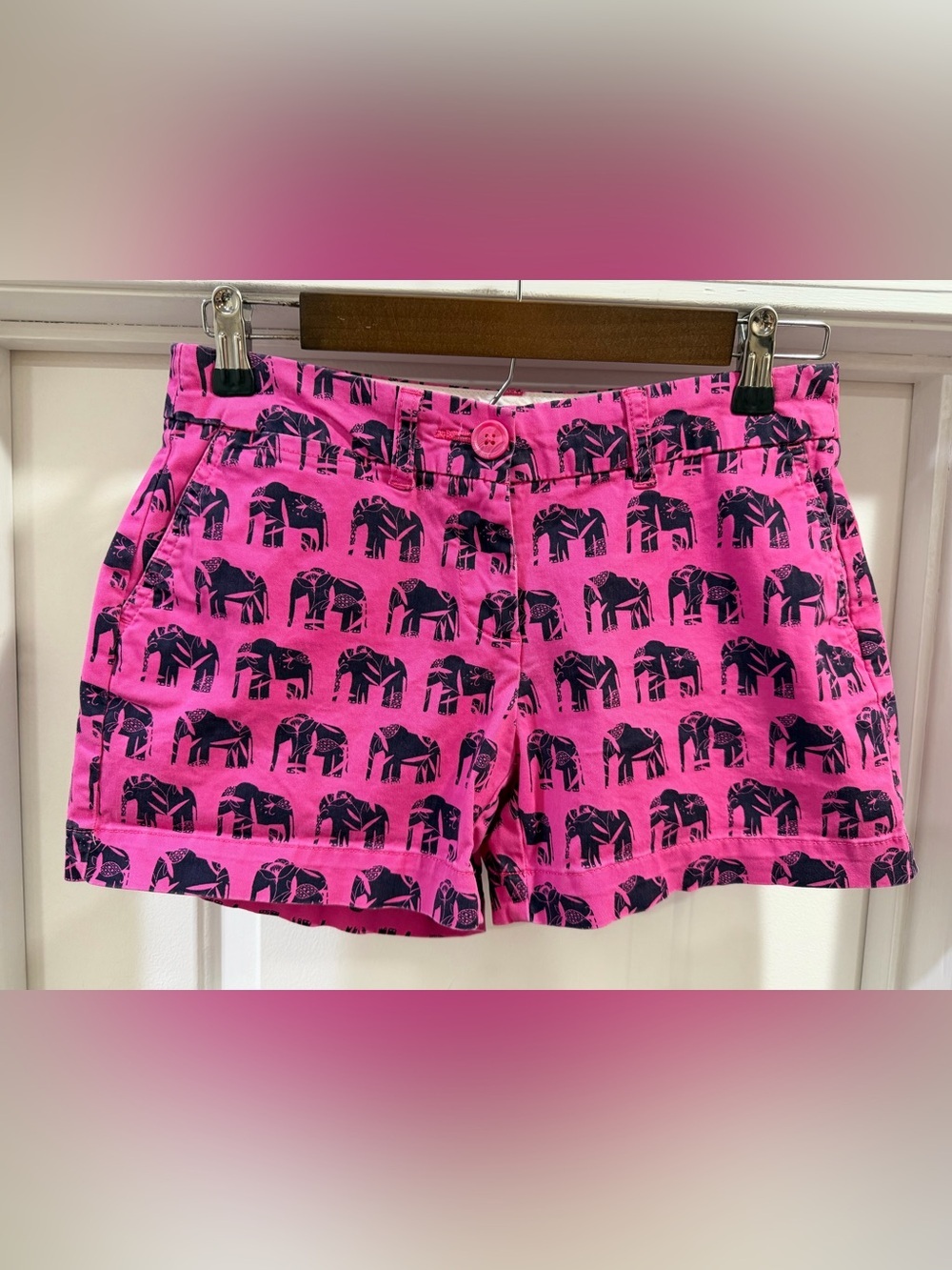 crown & ivy Pink Shorts Navy Elephants 🐘 Size 2P